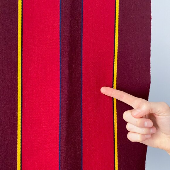 ❄️Vintage Burgundy Red & Yellow 100% Wool Striped Fringed Gryffindor Like Scarf - Picture 4 of 5